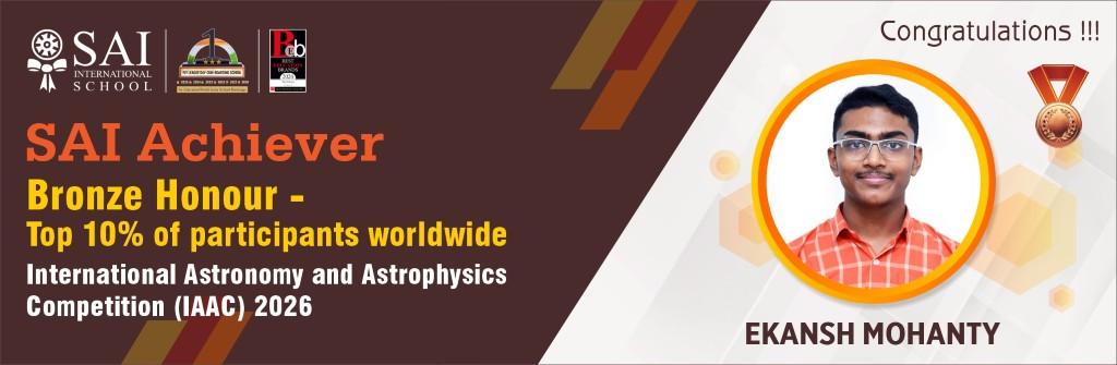 SAIoneer Ekansh Mohanty Earns Global Recognition with Bronze Honour at IAAC 2026